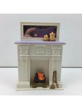 Fisher Price Dollhouse Furniture 2002 Mini Living Room Fireplace Candles Mantle